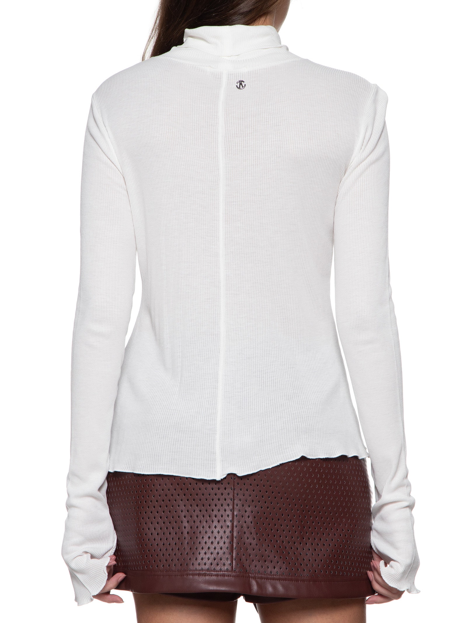 Blusa Feminina Gola Alta Recorte Central Off White Animale Jeans