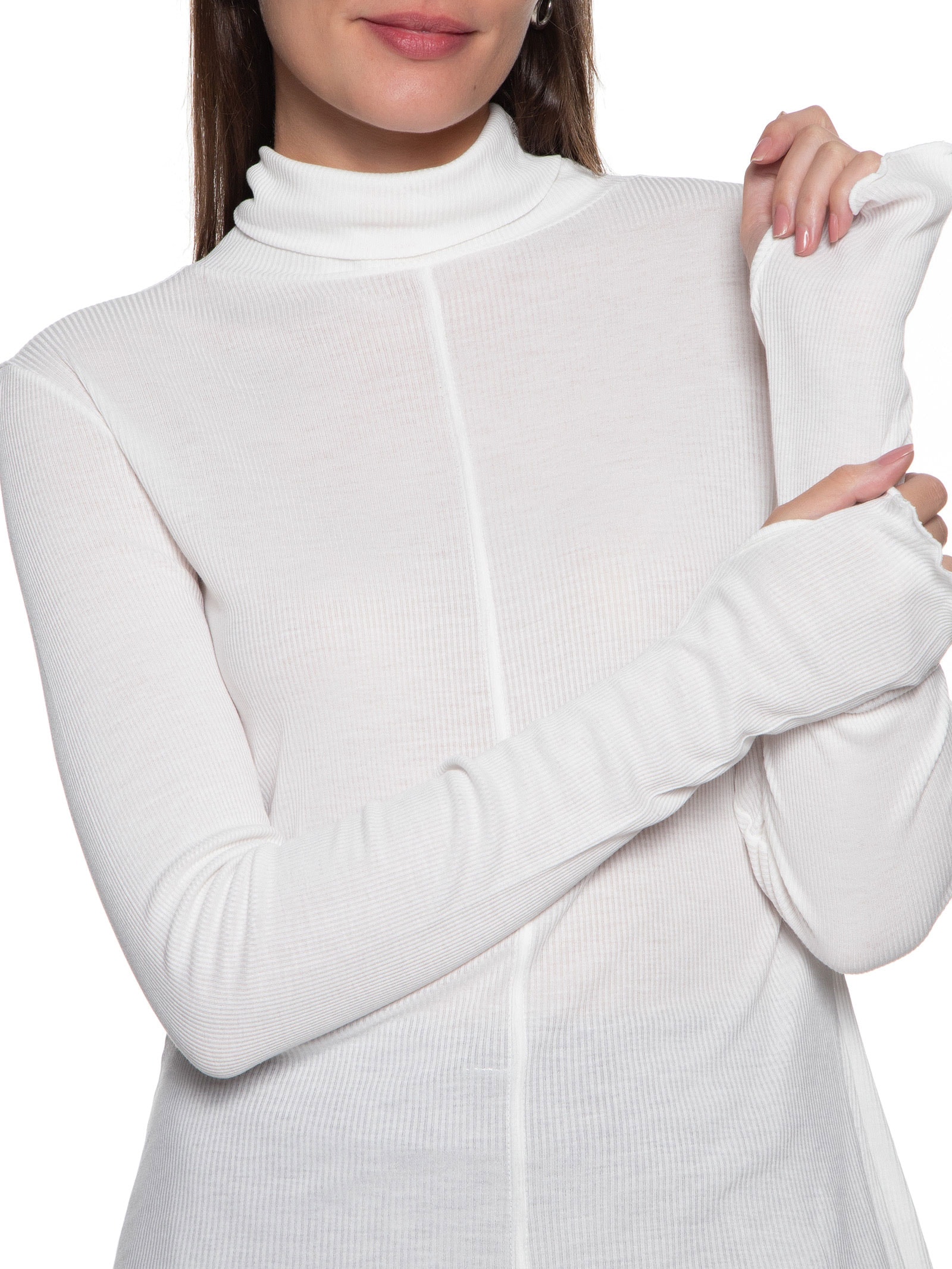 Blusa Feminina Gola Alta Recorte Central Off White Animale Jeans