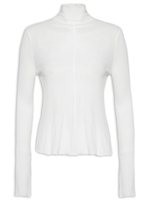 Blusa Feminina Gola Alta Recorte Central - Off White