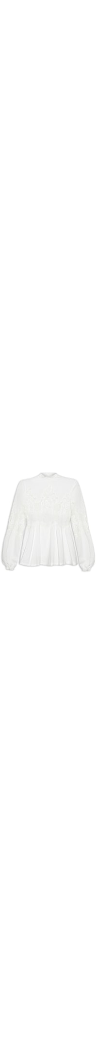 Blusa Feminina Gola Alta Renda - Branco