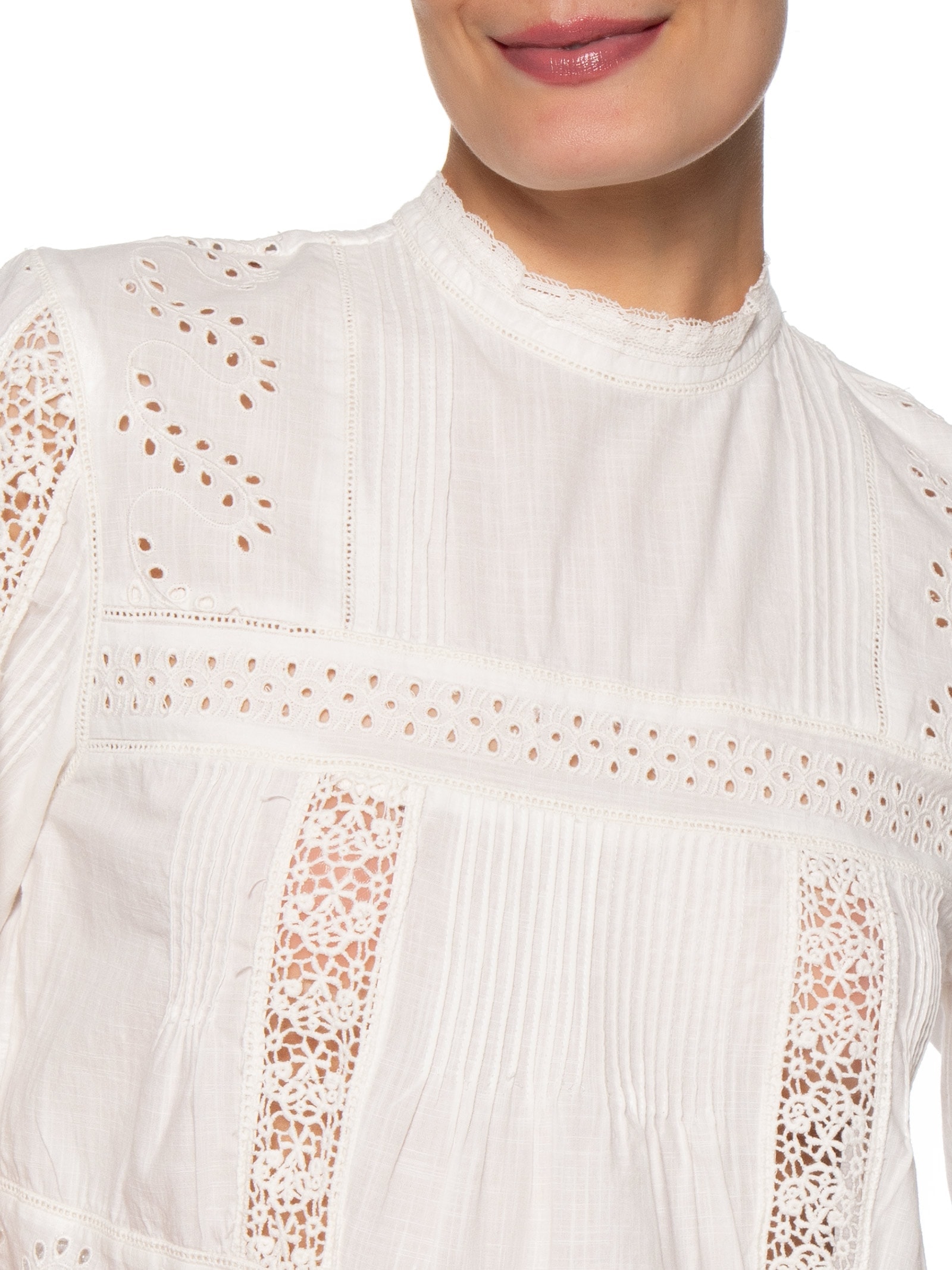 Blusa Feminina Gola Alta Rendinhas Branco Animale