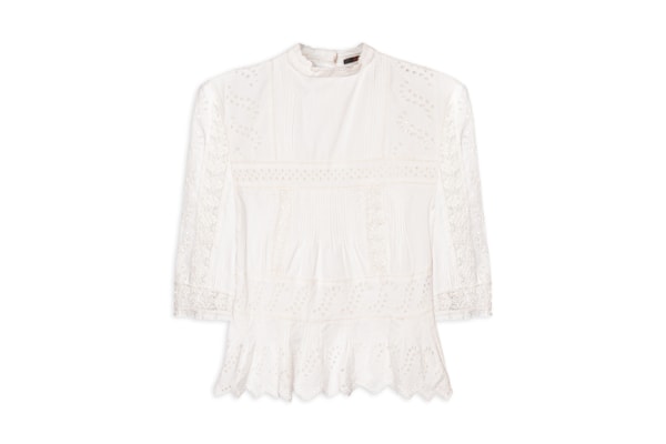 Blusa Feminina Gola Alta Rendinhas - Branco