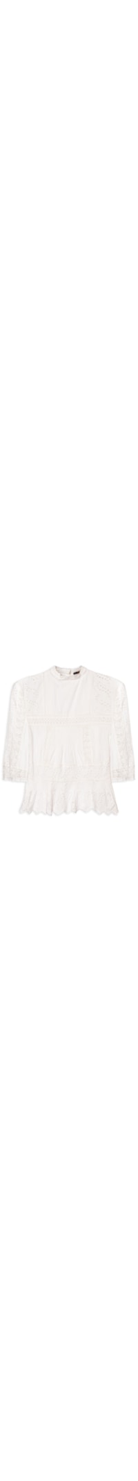 Blusa Feminina Gola Alta Rendinhas - Branco