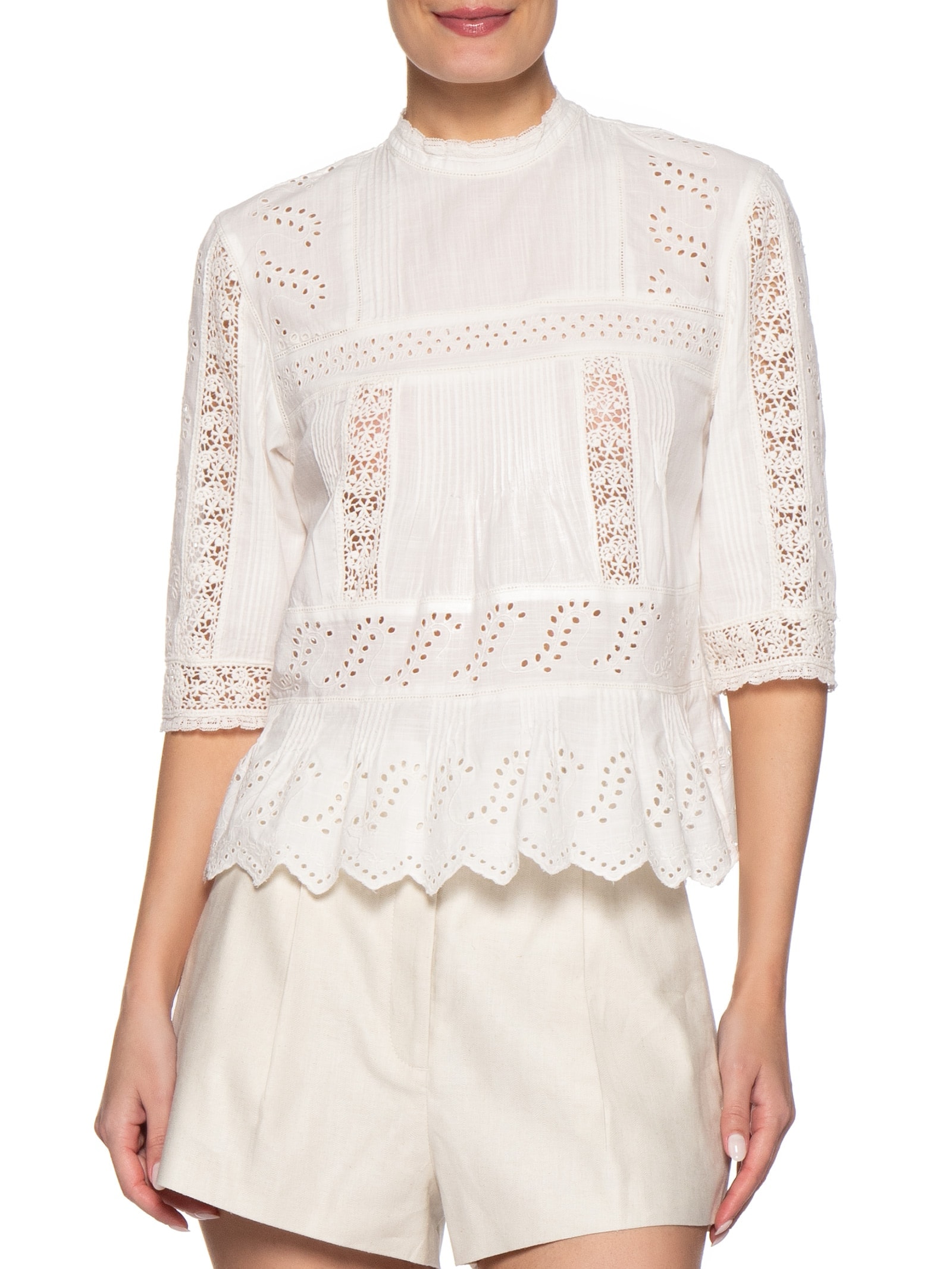 Blusa Feminina Gola Alta Rendinhas Branco Animale