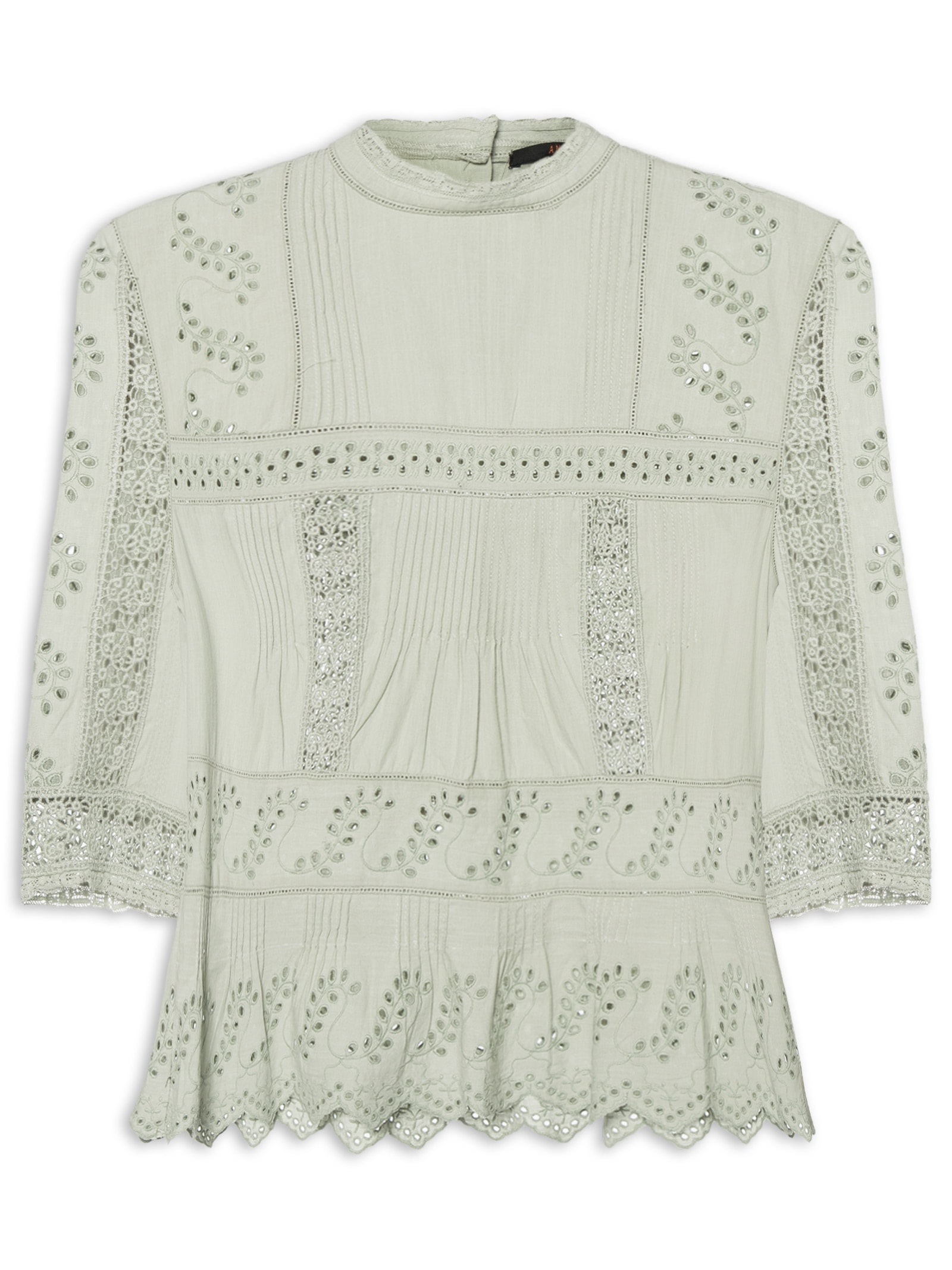 Blusa Feminina Gola Alta Rendinhas Colar Verde Animale