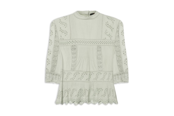 Blusa Feminina Gola Alta Rendinhas Colar - Verde