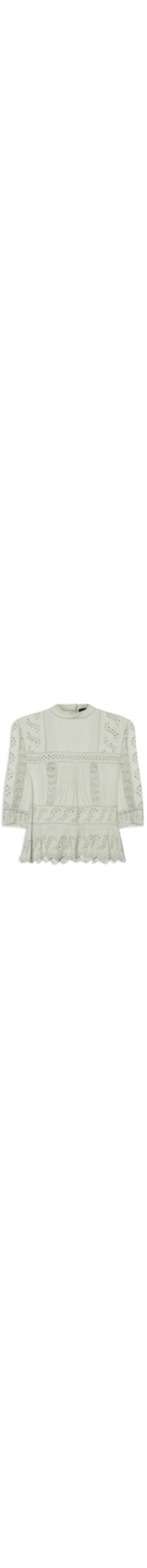 Blusa Feminina Gola Alta Rendinhas Colar - Verde