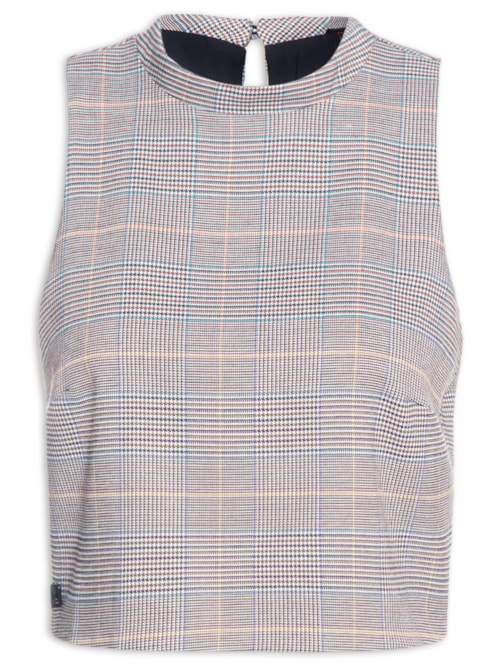 Blusa Feminina Gola Alta Sem Manga – Marrom