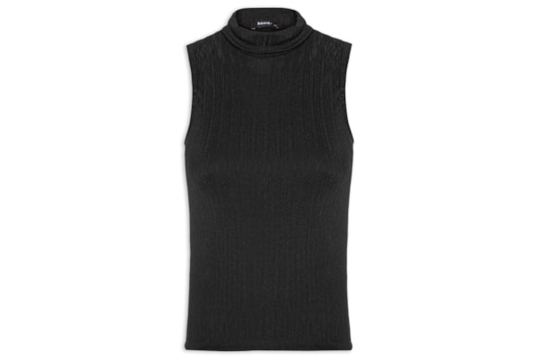 Blusa Feminina Gola Alta Texturizada - Preto