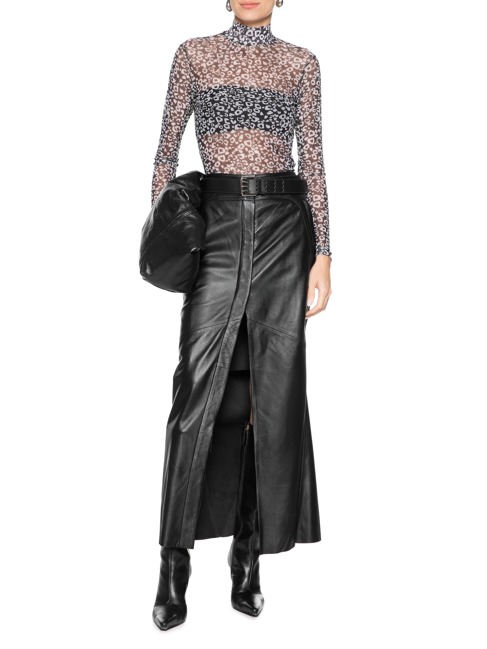 Blusa Feminina Gola Alta Tule Onça Cronos Preto Animale