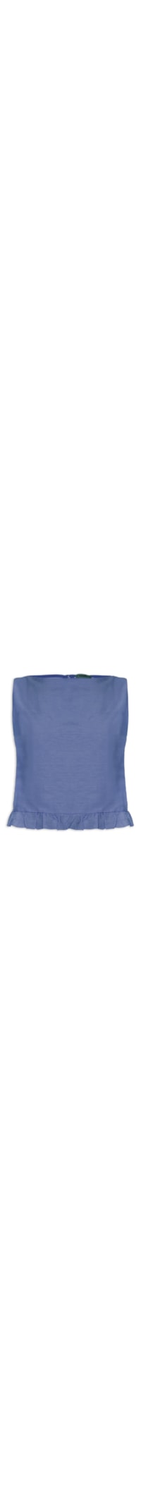 Blusa Feminina Gola Canoa Com Babado - Azul