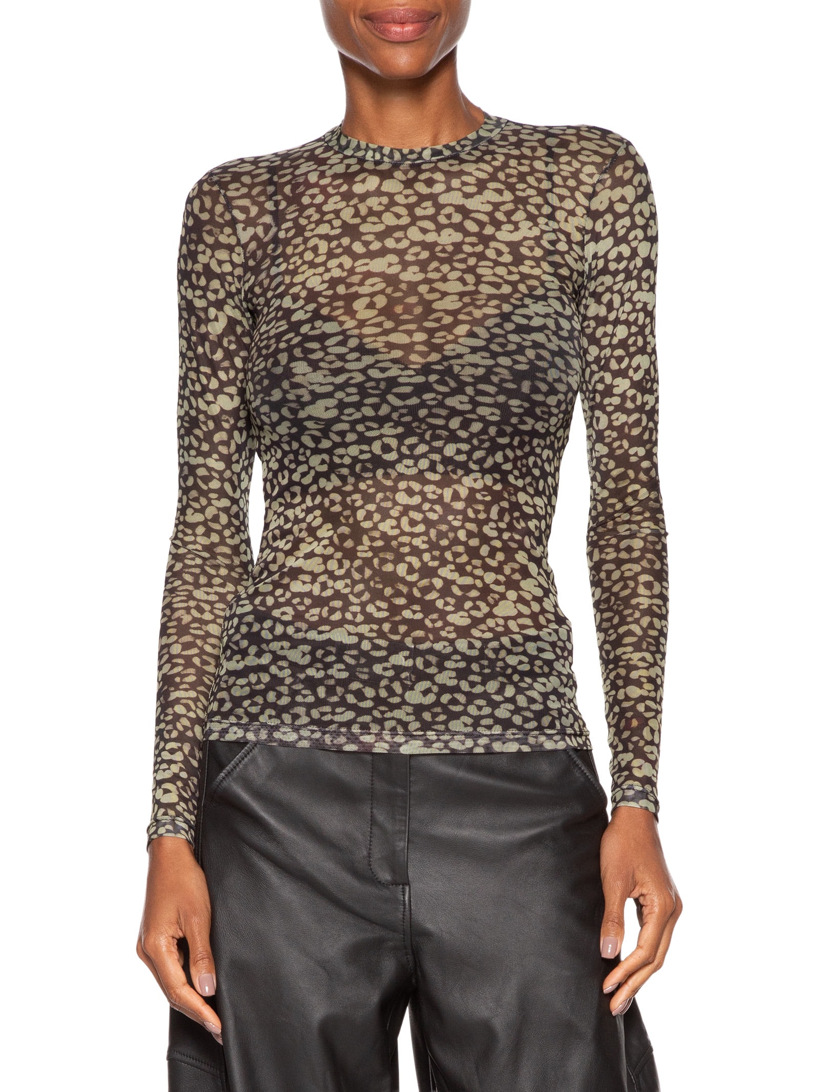 Blusa Feminina Gola Careca De Tule Onça Verde Animale