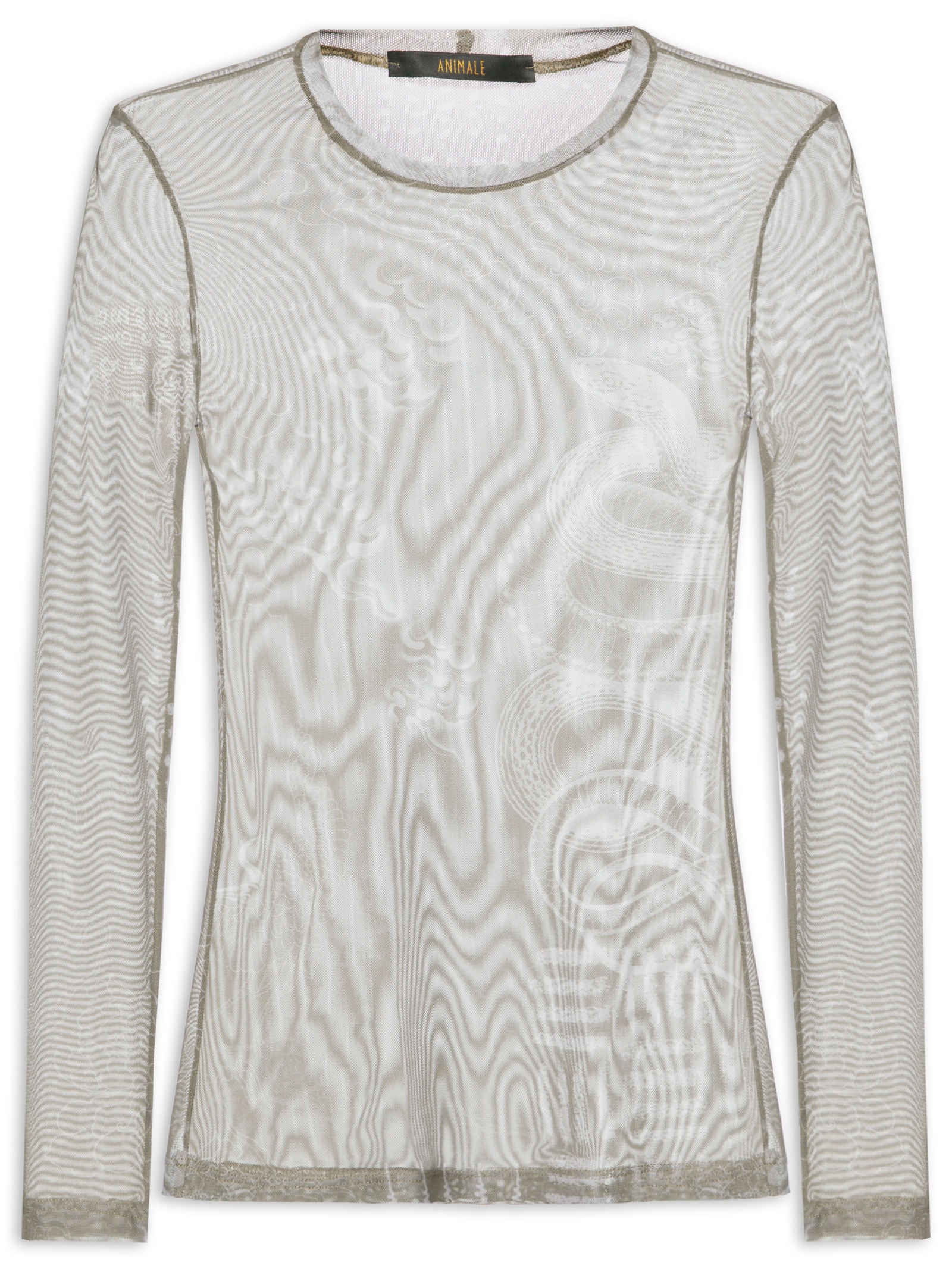 Blusa Feminina Gola Careca De Tule Verde Animale