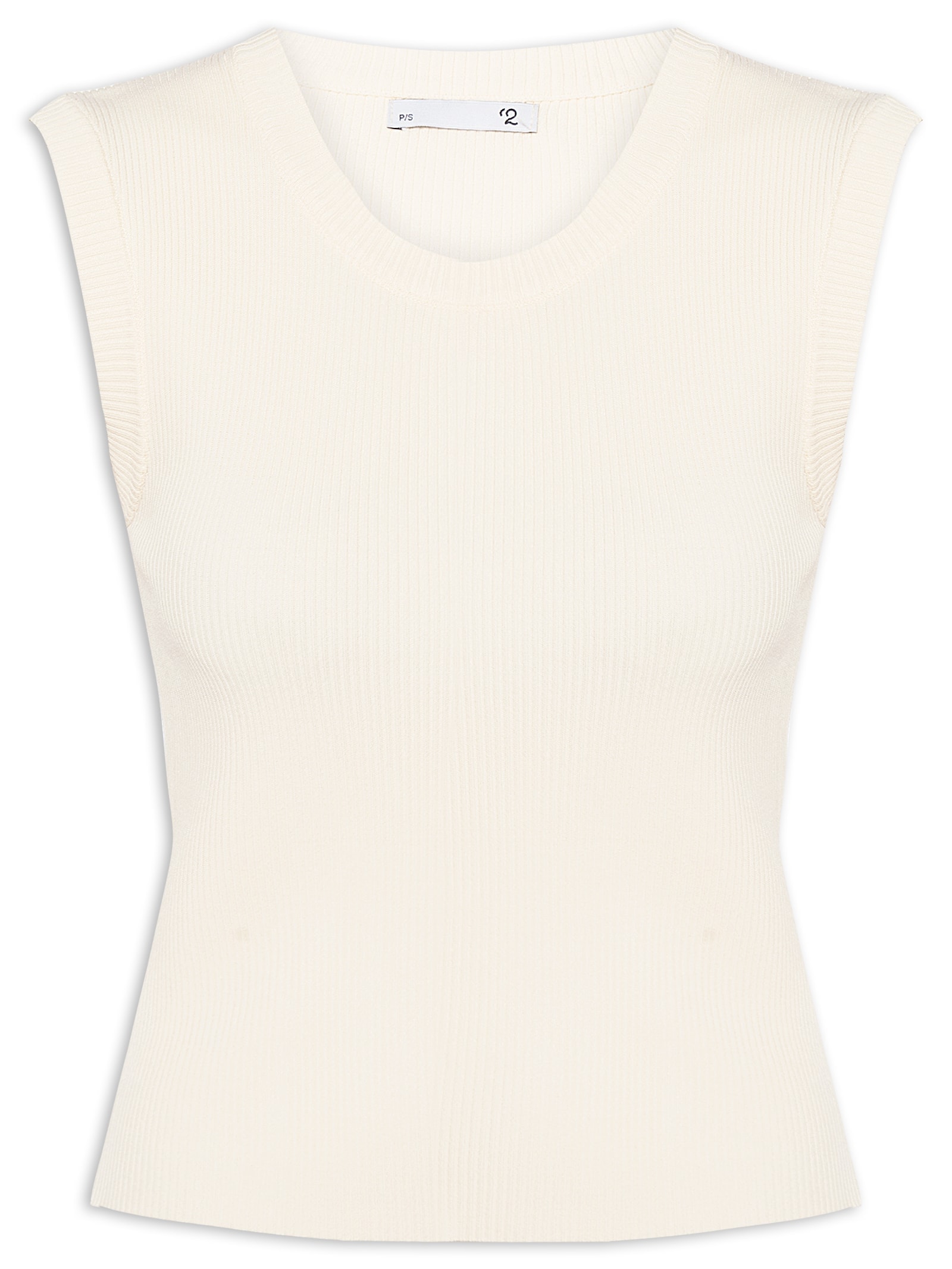 Blusa Feminina Gola em U em Tricot Bege '2Essential