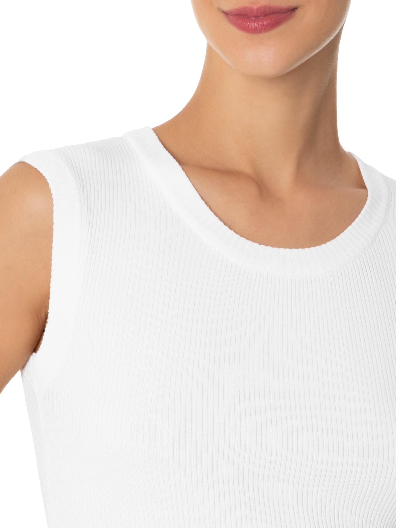 Blusa Feminina Gola em U em Tricot Branco '2Essential