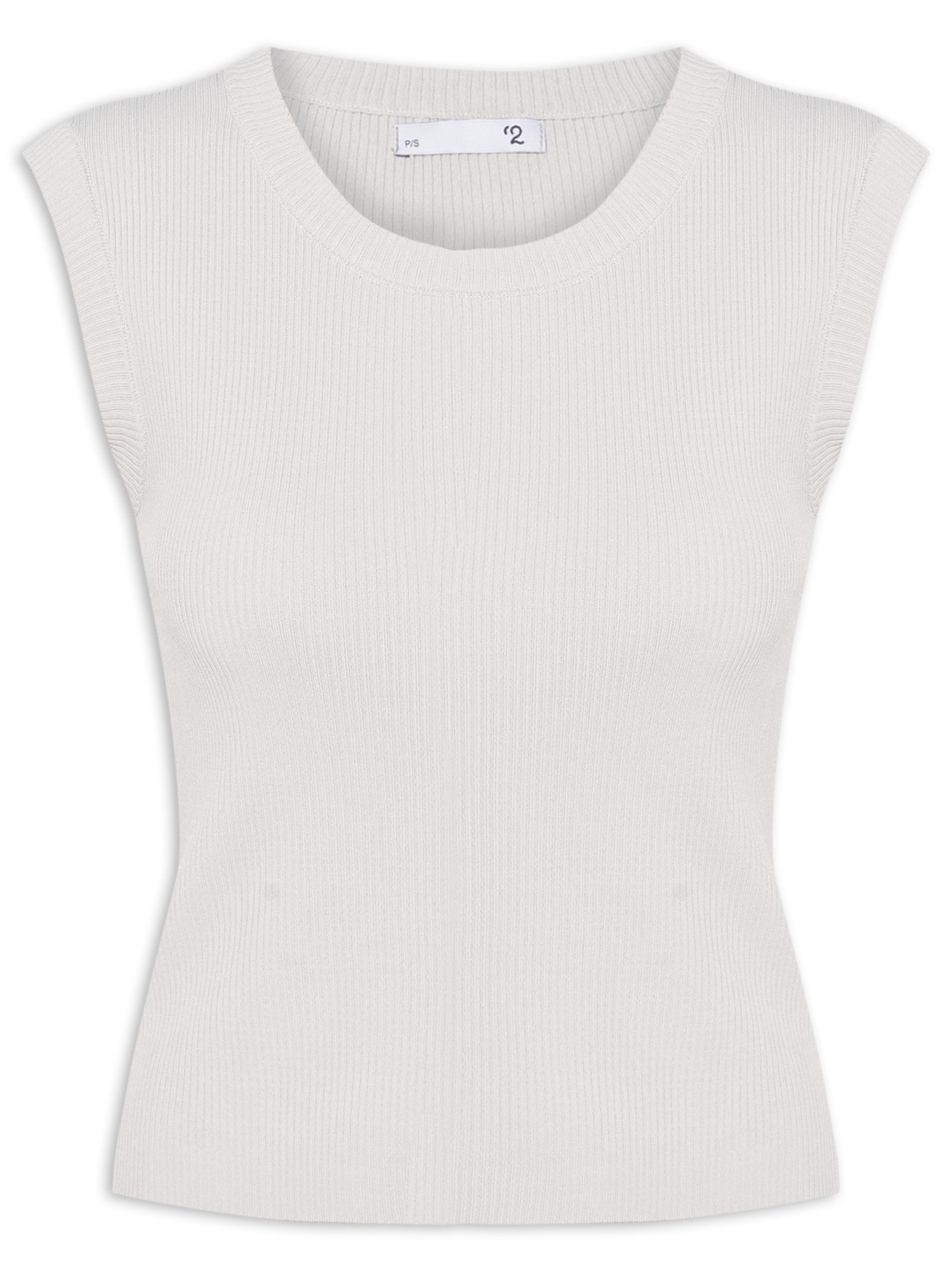 Blusa Feminina Gola em U em Tricot Cinza  '2Essential