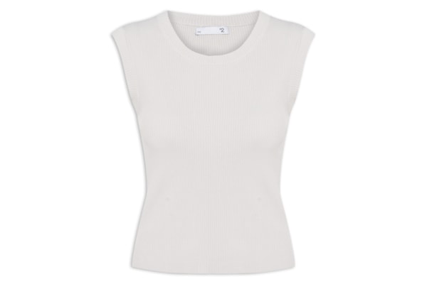 Blusa Feminina Gola em U em Tricot - Cinza 