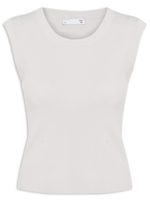 Blusa Feminina Gola em U em Tricot - Cinza