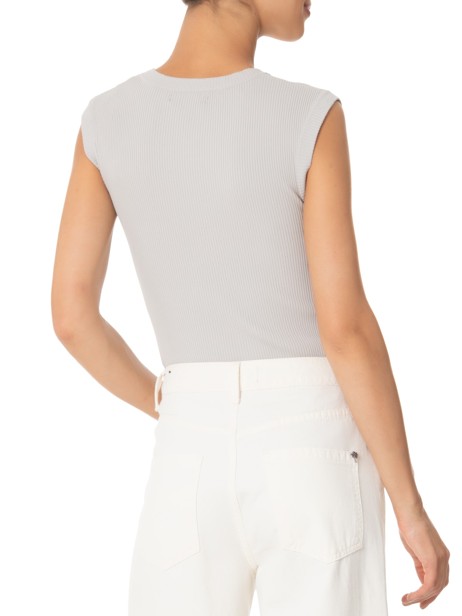 Blusa Feminina Gola em U em Tricot Cinza  '2Essential