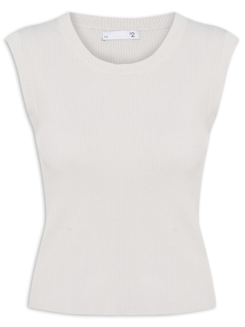 Blusa Feminina Gola em U em Tricot – Cinza