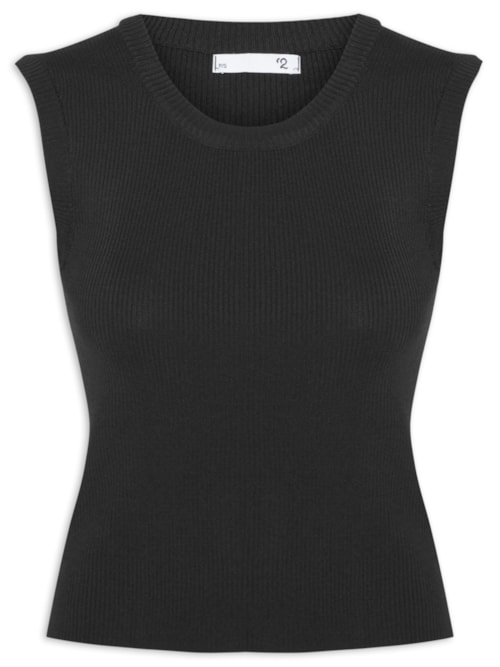 Blusa Feminina Gola em U em Tricot – Preto