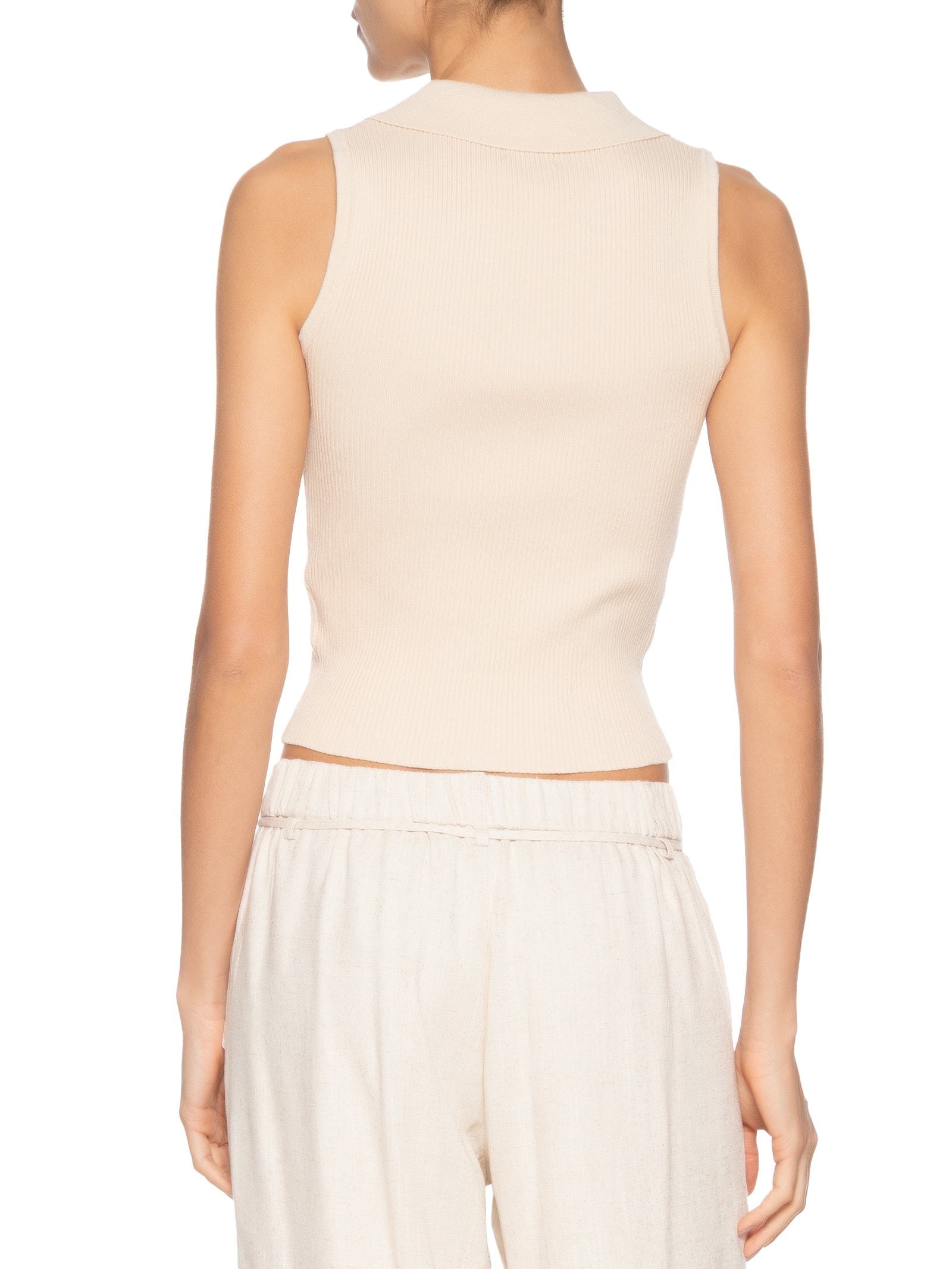 Blusa Feminina Gola Esporte Tricot Bege Basiq