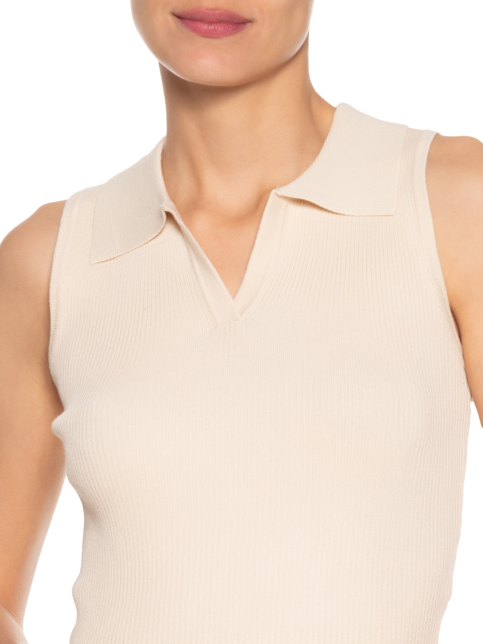 Blusa Feminina Gola Esporte Tricot Bege Basiq