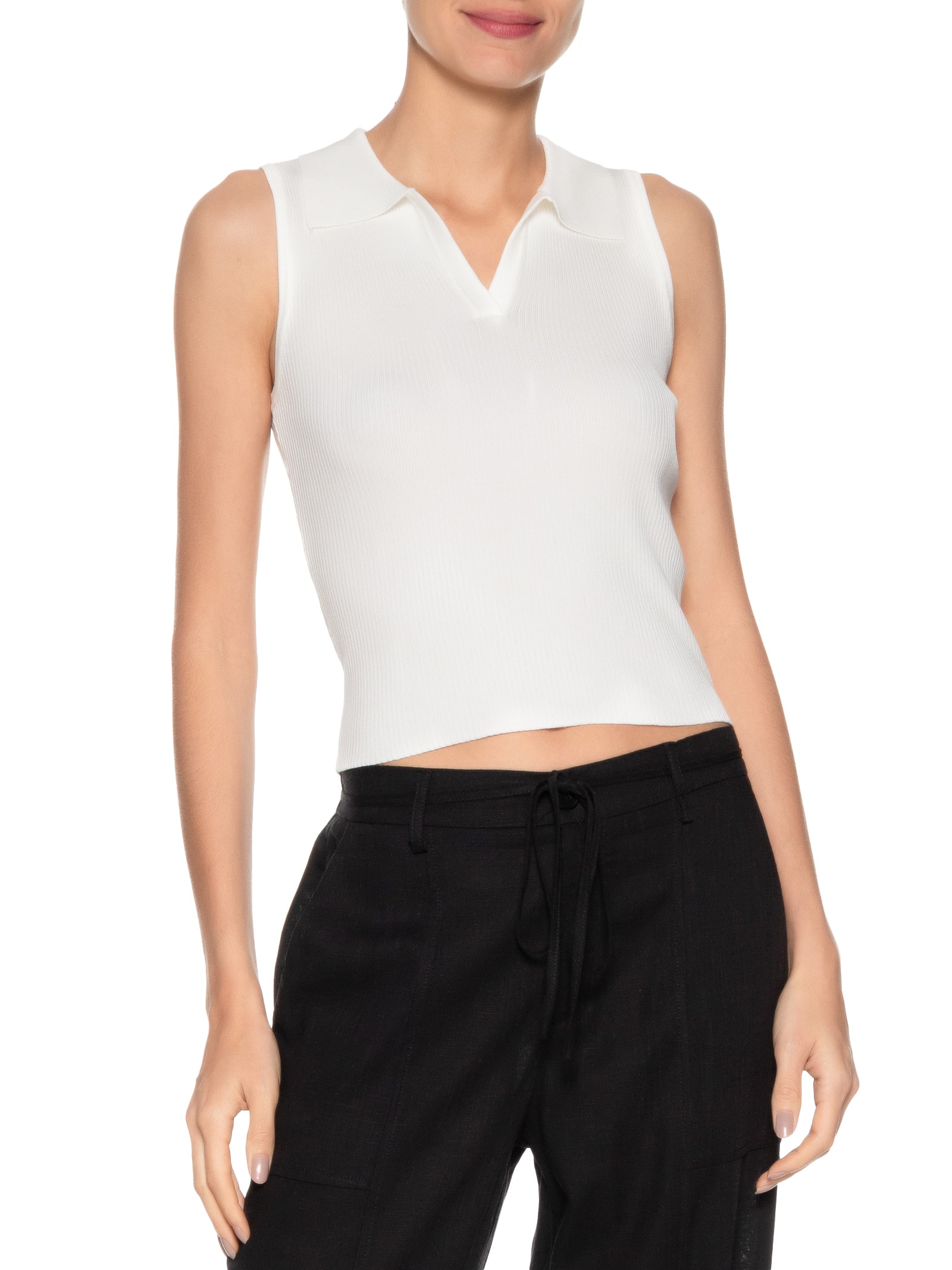 Blusa Feminina Gola Esporte Tricot Off White Basiq