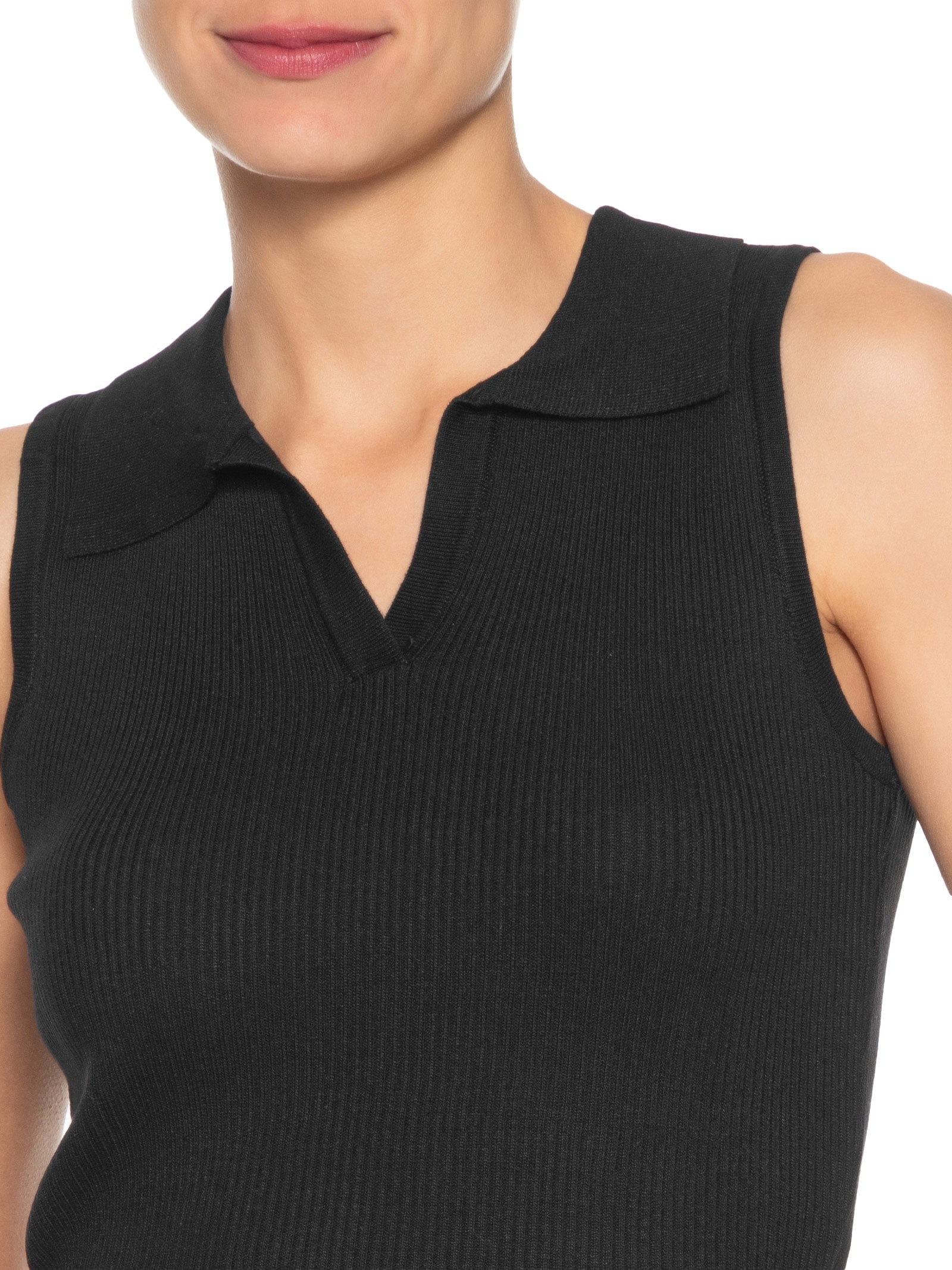 Blusa Feminina Gola Esporte Tricot Preto Basiq