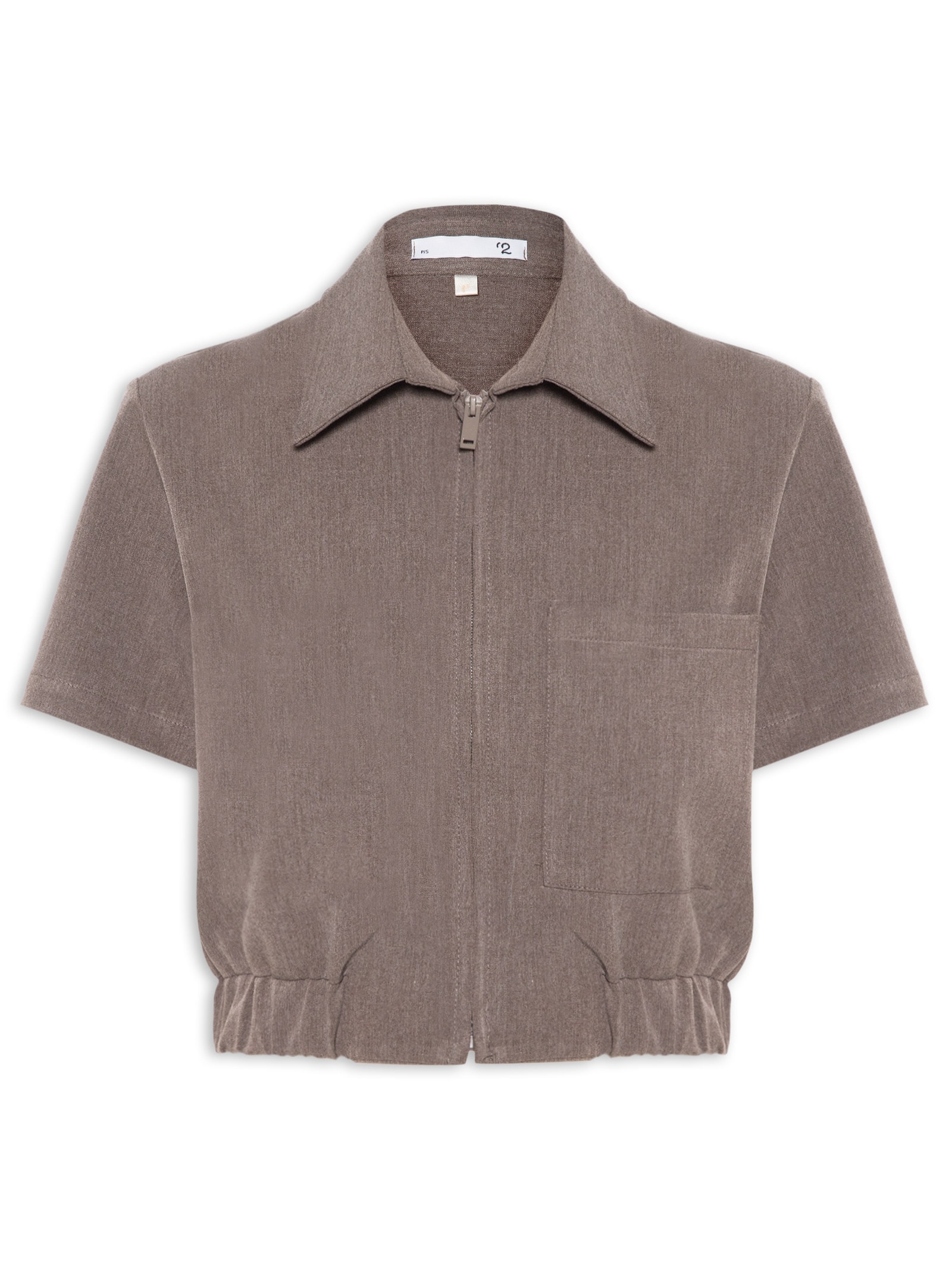 Blusa Feminina Gola Polo Curta Cinza '2Essential