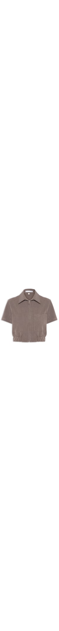 Blusa Feminina Gola Polo Curta - Cinza
