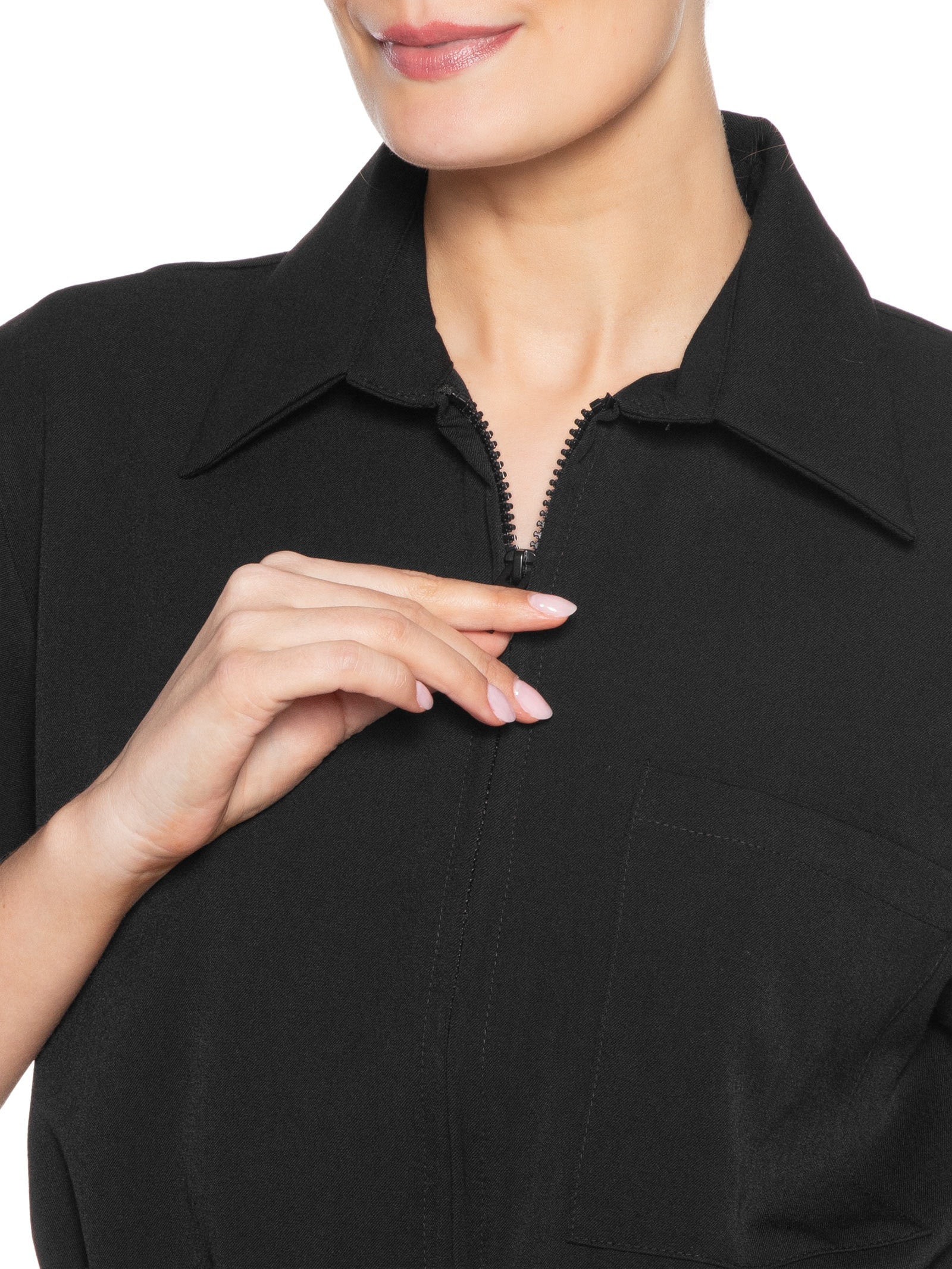 Blusa Feminina Gola Polo Curta Preto '2Essential