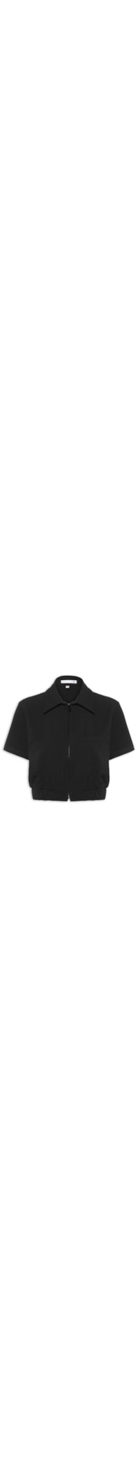 Blusa Feminina Gola Polo Curta - Preto