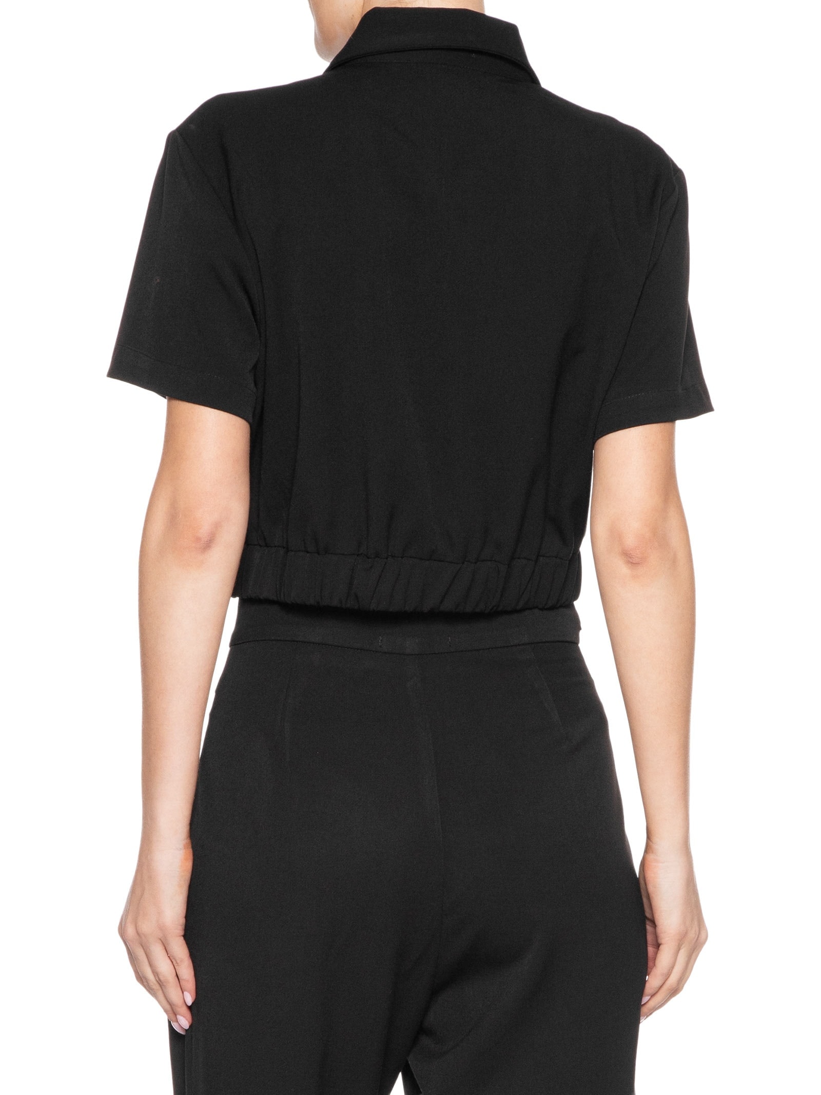 Blusa Feminina Gola Polo Curta Preto '2Essential