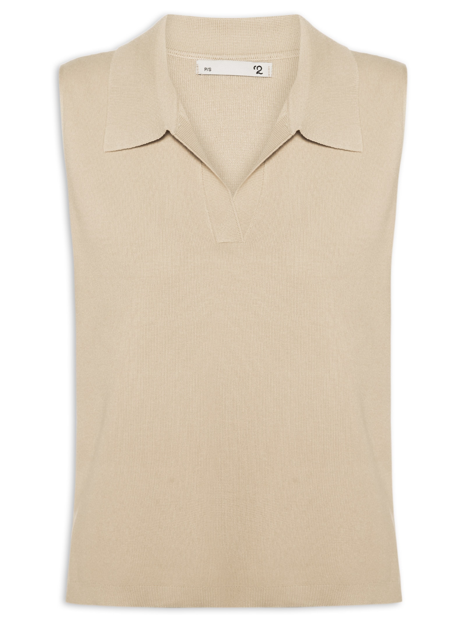 Blusa Feminina Gola Polo em Tricot Bege '2Essential