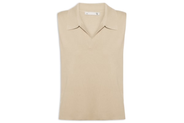 Blusa Feminina Gola Polo em Tricot - Bege