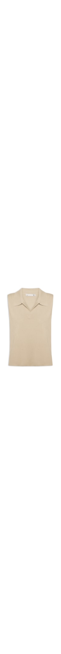 Blusa Feminina Gola Polo em Tricot - Bege
