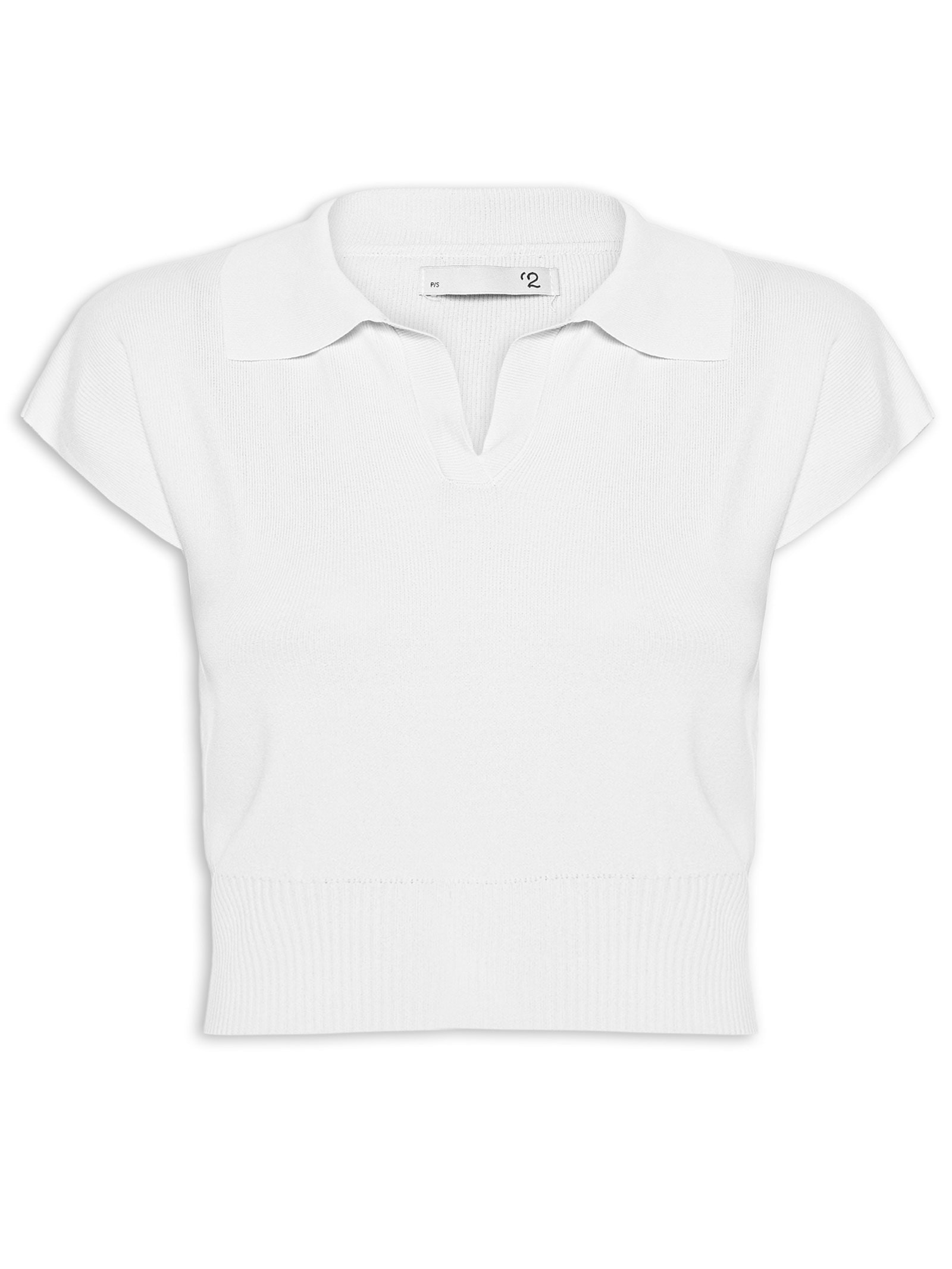 Blusa Feminina Gola Polo Em Tricot Branco '2Essential