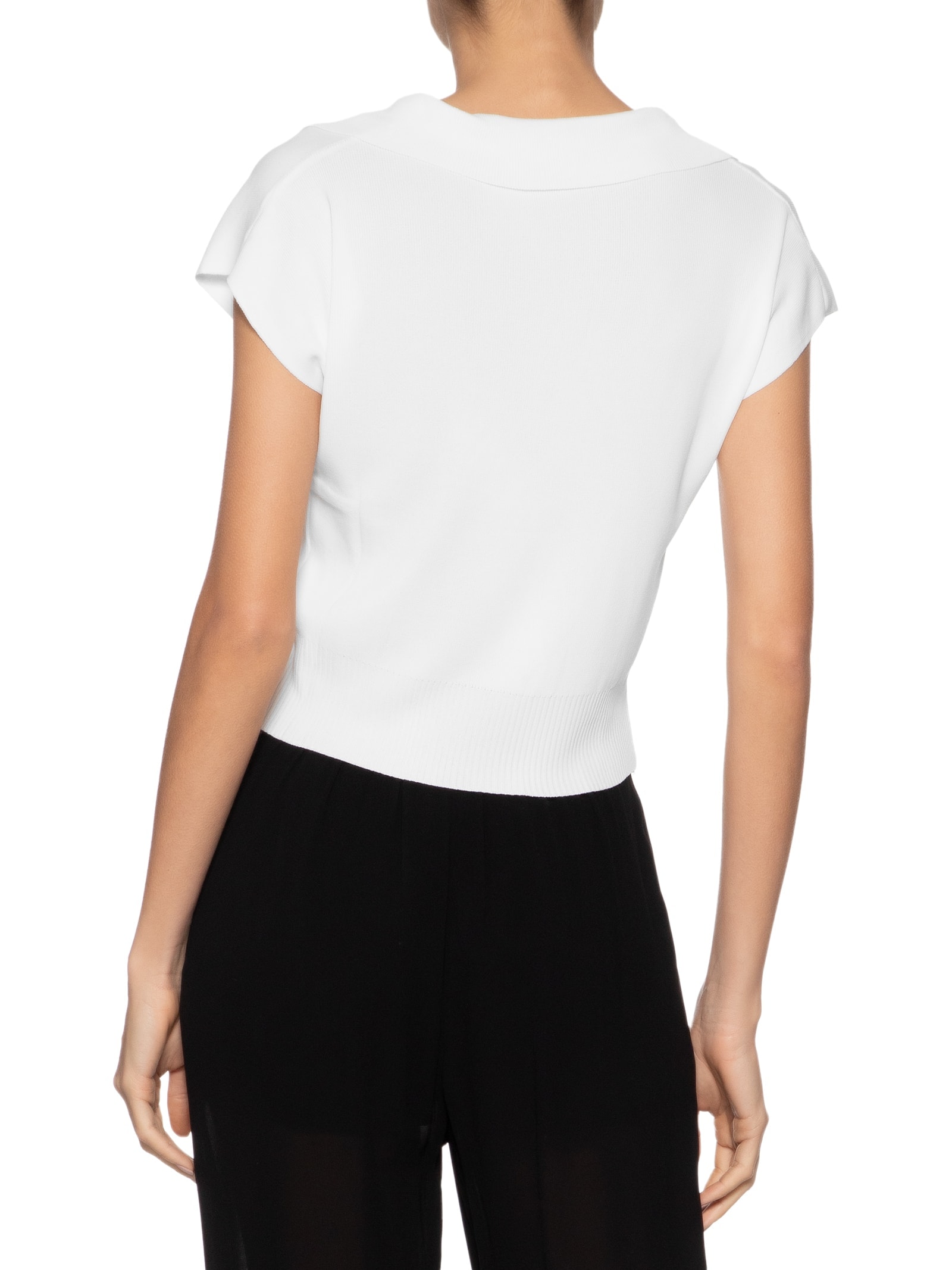 Blusa Feminina Gola Polo Em Tricot Branco '2Essential