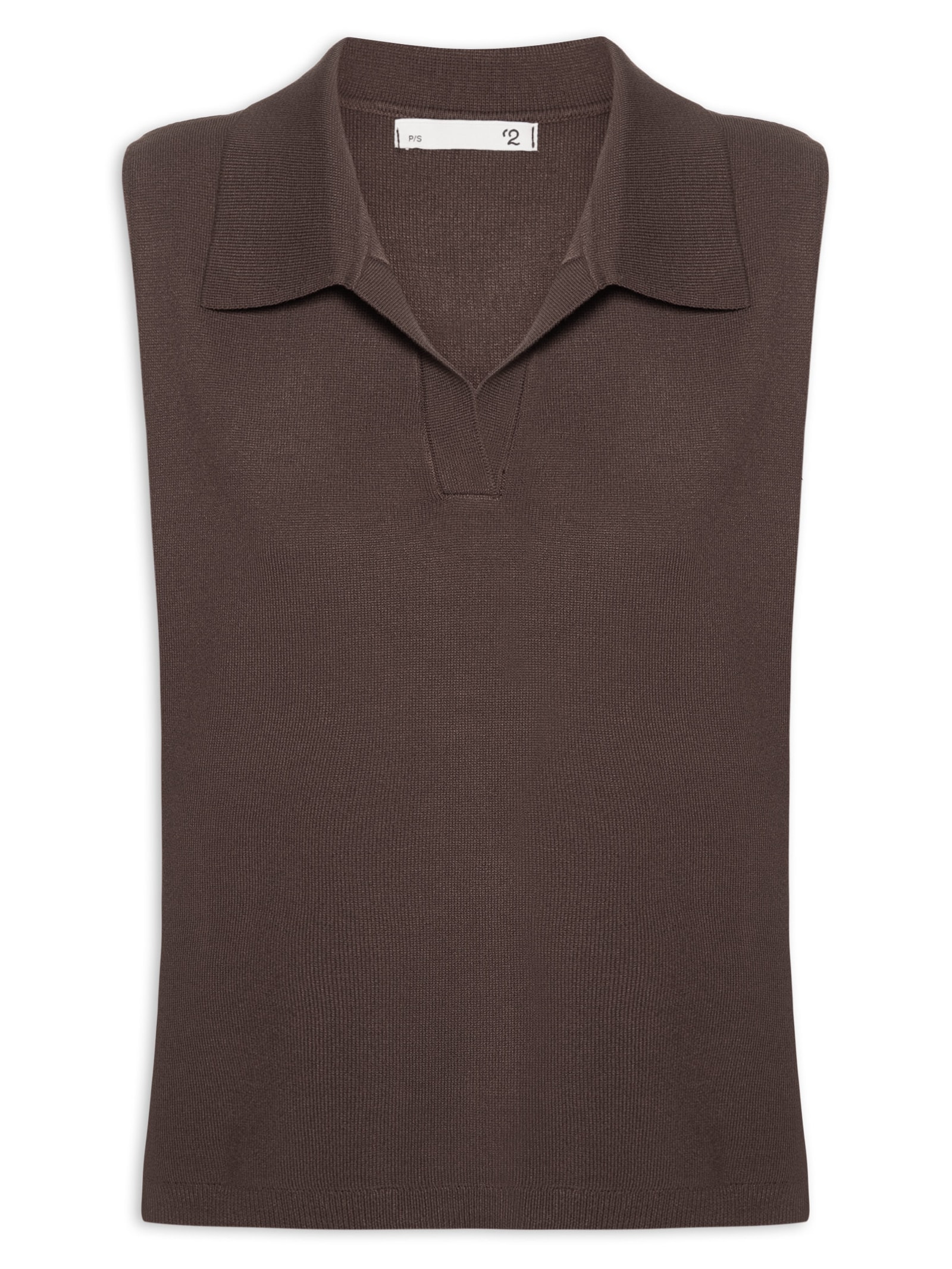 Blusa Feminina Gola Polo em Tricot Marrom '2Essential