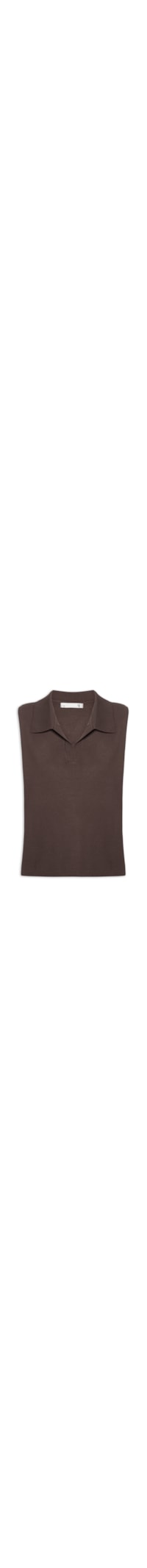 Blusa Feminina Gola Polo em Tricot - Marrom