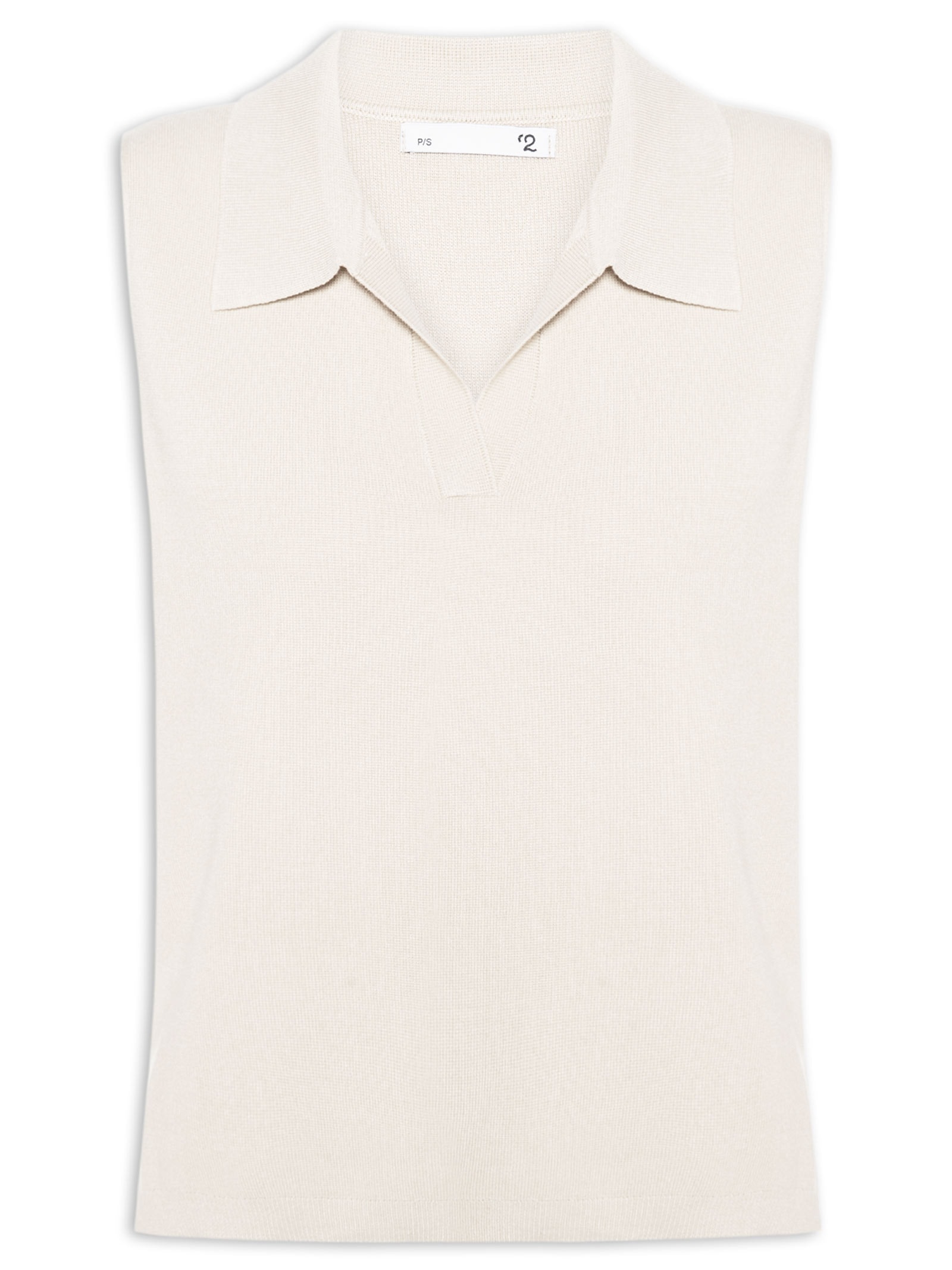 Blusa Feminina Gola Polo em Tricot Off White '2Essential
