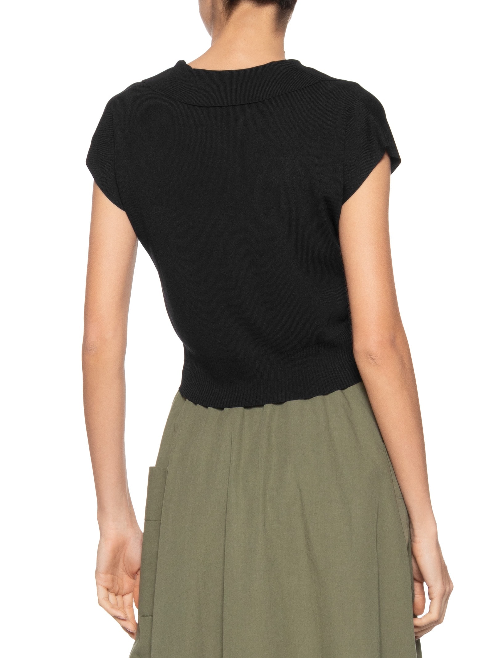 Blusa Feminina Gola Polo Em Tricot Preto '2Essential