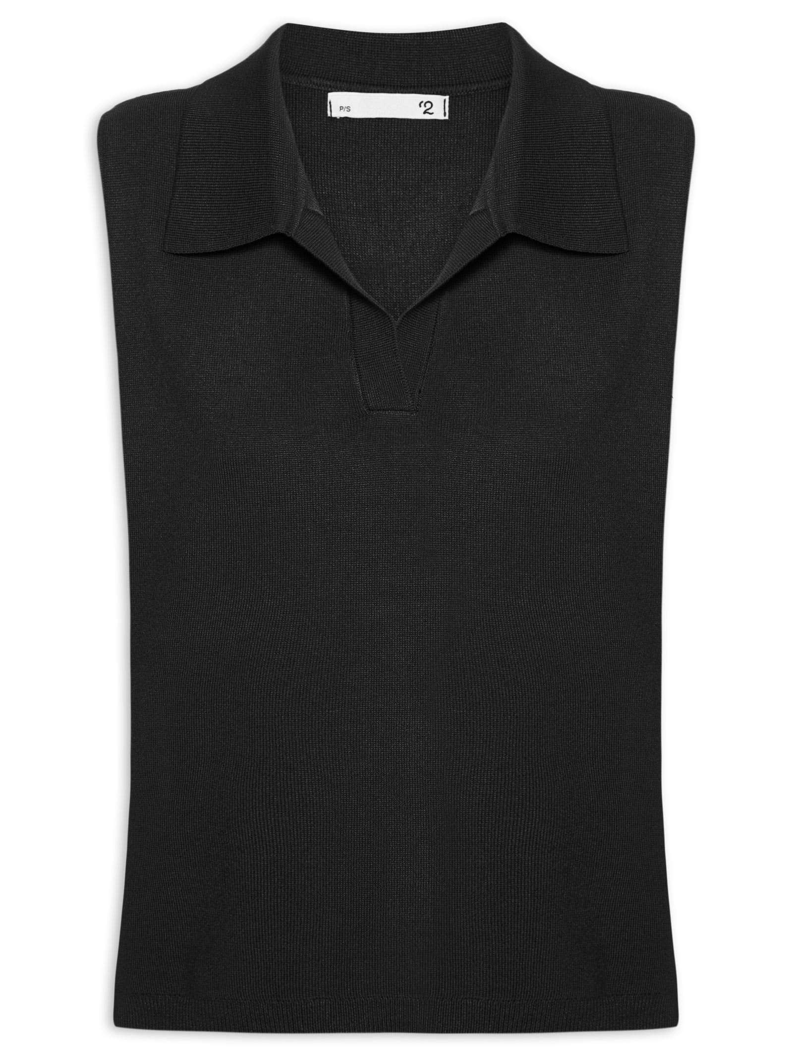 Blusa Feminina Gola Polo em Tricot Preto '2Essential