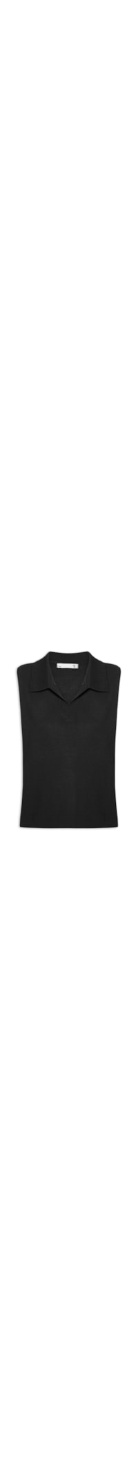 Blusa Feminina Gola Polo em Tricot - Preto