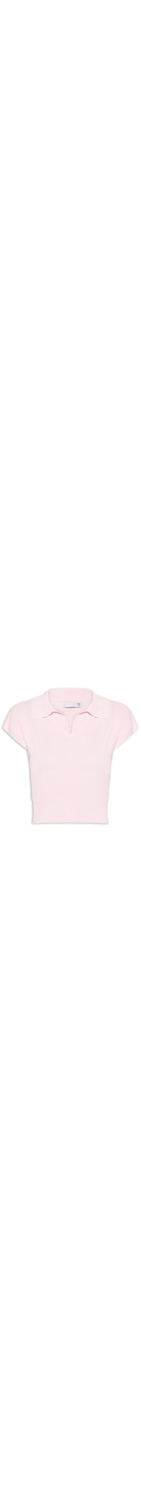 Blusa Feminina Gola Polo Em Tricot - Rosa