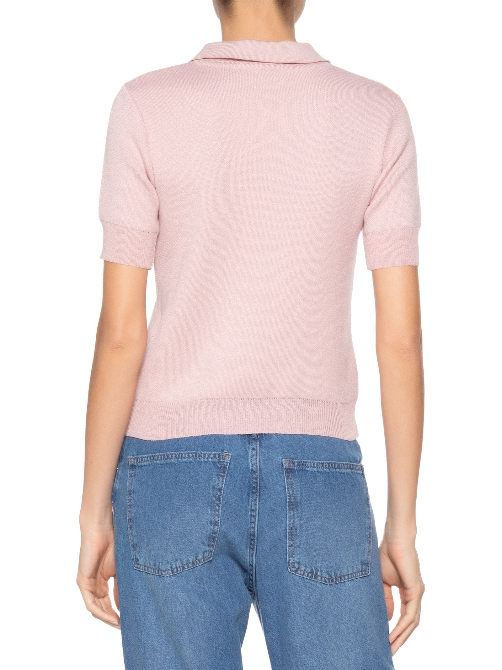 Blusa Feminina Gola Polo Em Tricot Rosa '2Essential