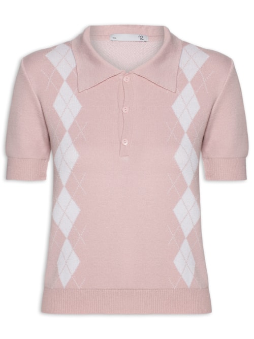 Blusa Feminina Gola Polo Em Tricot – Rosa