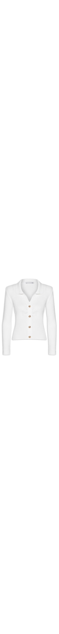 Blusa Feminina Gola Polo em Tricot – Branco