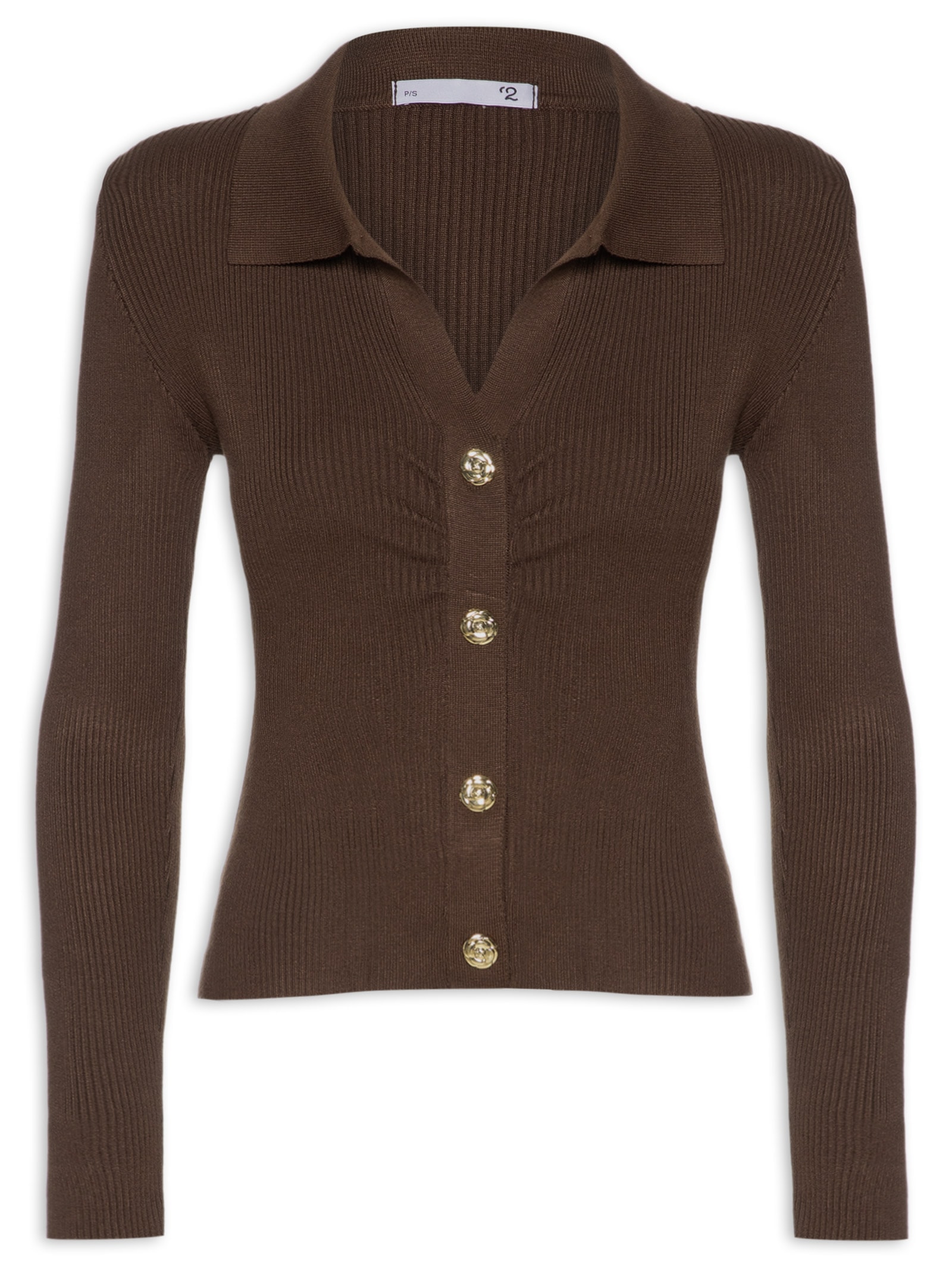 Blusa Feminina Gola Polo em Tricot – Marrom '2Essential